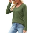 thumbnail image 4 of hotojiny Sweaters for Women Casual Long Sleeve Petal V Neck Lightweight Tunic Pullover Loose Fit Solid Color Knitted Tops, 4 of 6