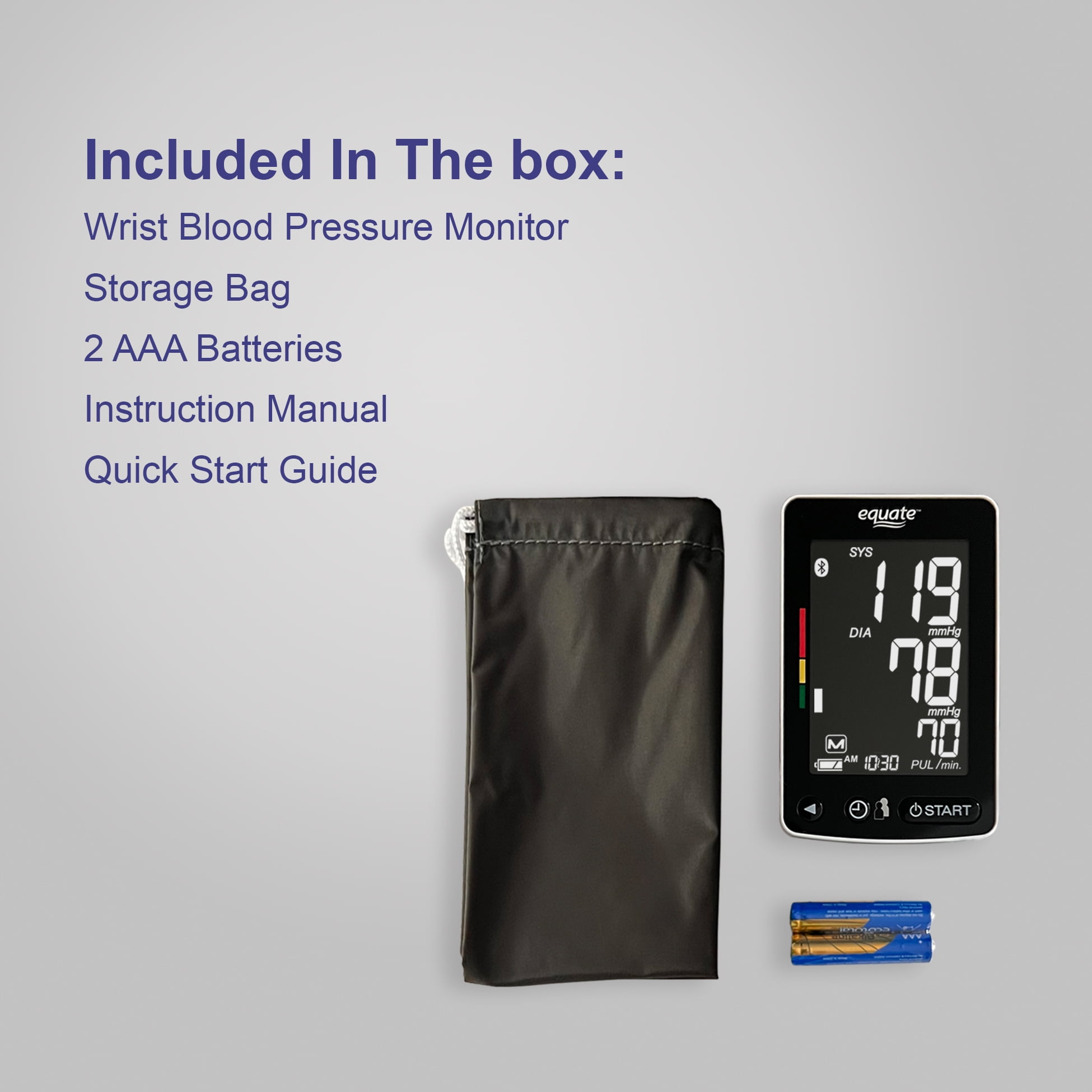 Equate 6500 Series Wrist Blood Pressure Monitor with Bluetooth Wireless Technology and Irregular Heartbeat Detection