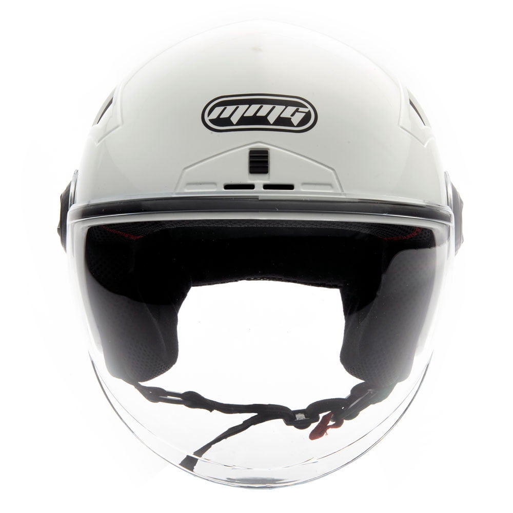 MMG Motorcycle Open Face Helmet DOT Flip-Up Visor Gloss White (Large) Model 28