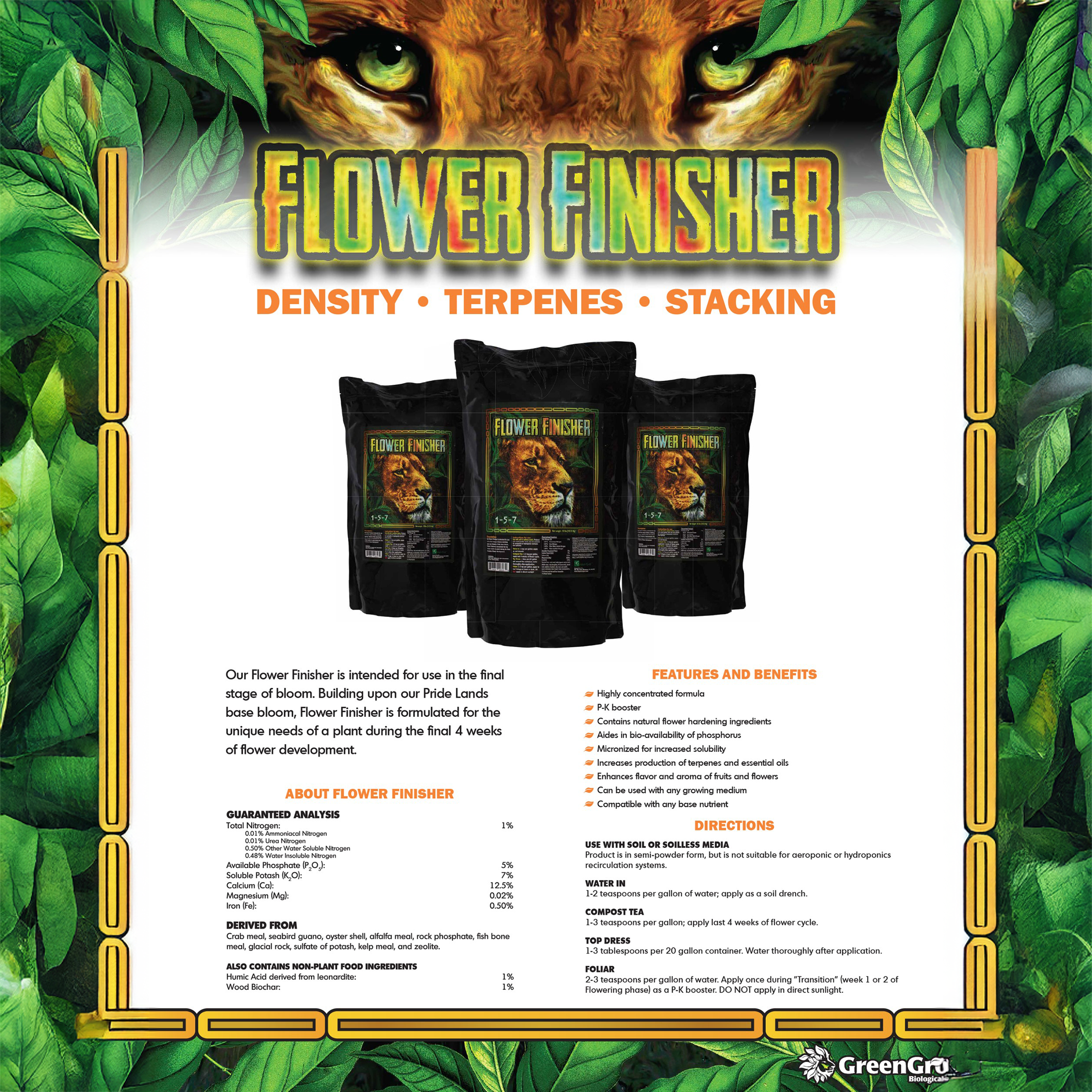 Flower Finisher - Fertilizer for Final Stages of Flower Growth - 35 lb Bucket by GreenGro