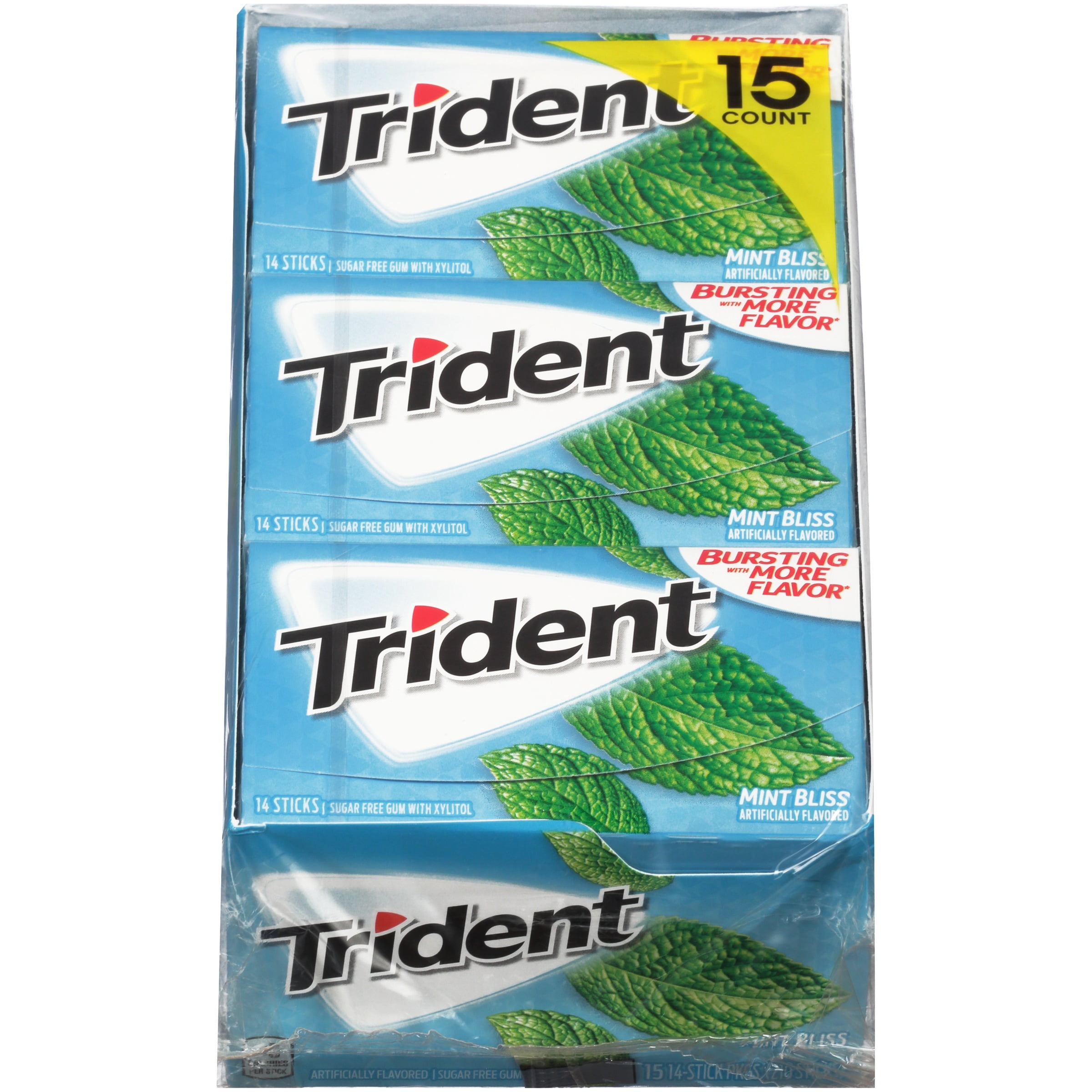 Trident Mint Bliss Sugar Free Gum with Xylitol 15-14 ct Packs
