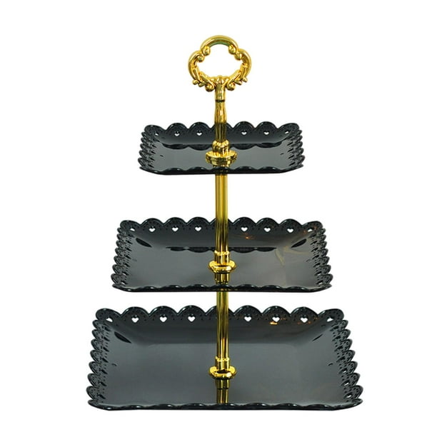 Soporte de pastel de 3 niveles Sunnimix estante de exhibición de torre de postre Negro