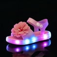 thumbnail image 6 of FINALGANG Kids Girls Adjustable Hook And Loop Flower Cherry Rhinestone Light Up Sandals Transparent LED Thick Sole Summer Glowing Casual Sandals Cozy Shoes 6-6.5 Years, 6 of 8