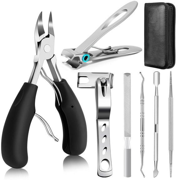 Toenail Clippers for Seniors Thick Toenails, Heavy Duty Toe Nail Clippers Adult Thick Nails Long Handle, Large Toenail Clippers for Thick Nails(7Pcs)