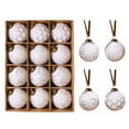 thumbnail image 4 of DAMAI Vintage Rustic Christmas Ball Ornaments, 12Pcs 3.14inch Large Shatterproof Neutral White Hanging Ornaments, Farmhouse Holiday Ornaments for Xmas Tree Outdoor Indoor Family Party Decor, 4 of 7