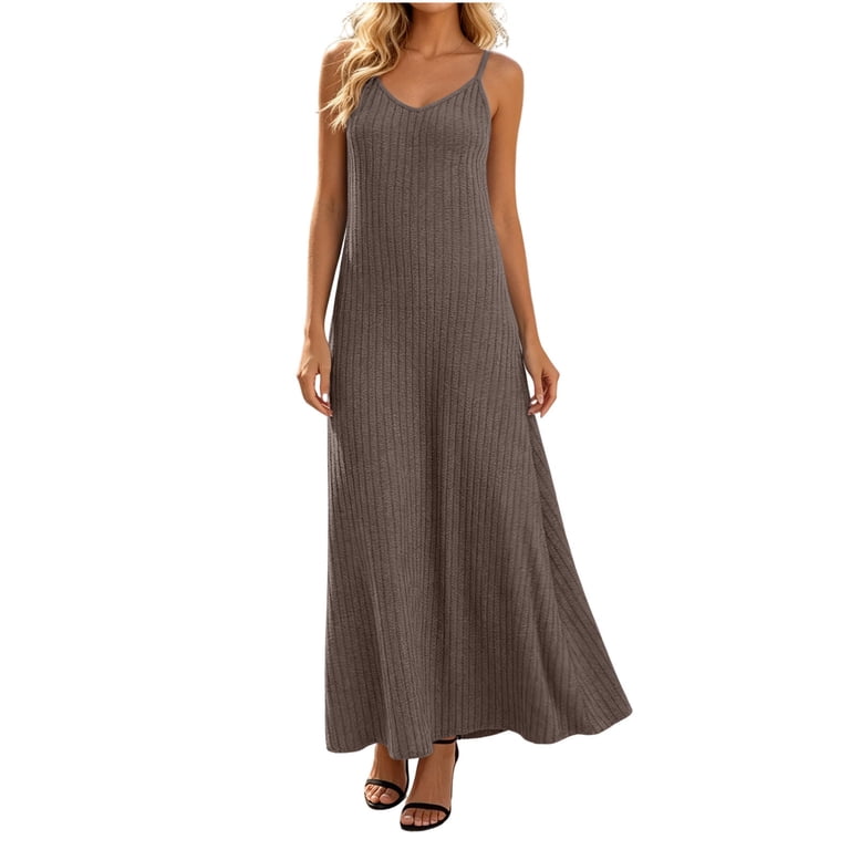 ribbed cami maxi dress MISSGUIDED Women's Embroidered Ribbed Cami Maxi Dress Sleeveless Square Neck Bodycon Floor Length Evening Party Formal Dress,L