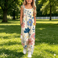 thumbnail image 4 of Coerni Boho Floral Jumpsuits for Girls Adjustable Spaghetti Strap Harems Rompers Summer Plus Size Casual Overalls with Pockets, 4 of 4