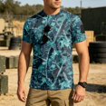 thumbnail image 2 of Men's Active Quick Dry Crew Neck T Shirts Xamo Print Athletic Running Gym Workout Short Sleeve Tee Tops, 2 of 7