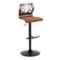 thumbnail image 4 of Folia Adjustable Bar Stool, Black Bar Stools, Bar Chairs, Swivel Bar Stools, Bar Stools Set of 2, Bar Stools for Kitchen Counter (Walnut Wood, Orange Fabric), 4 of 6
