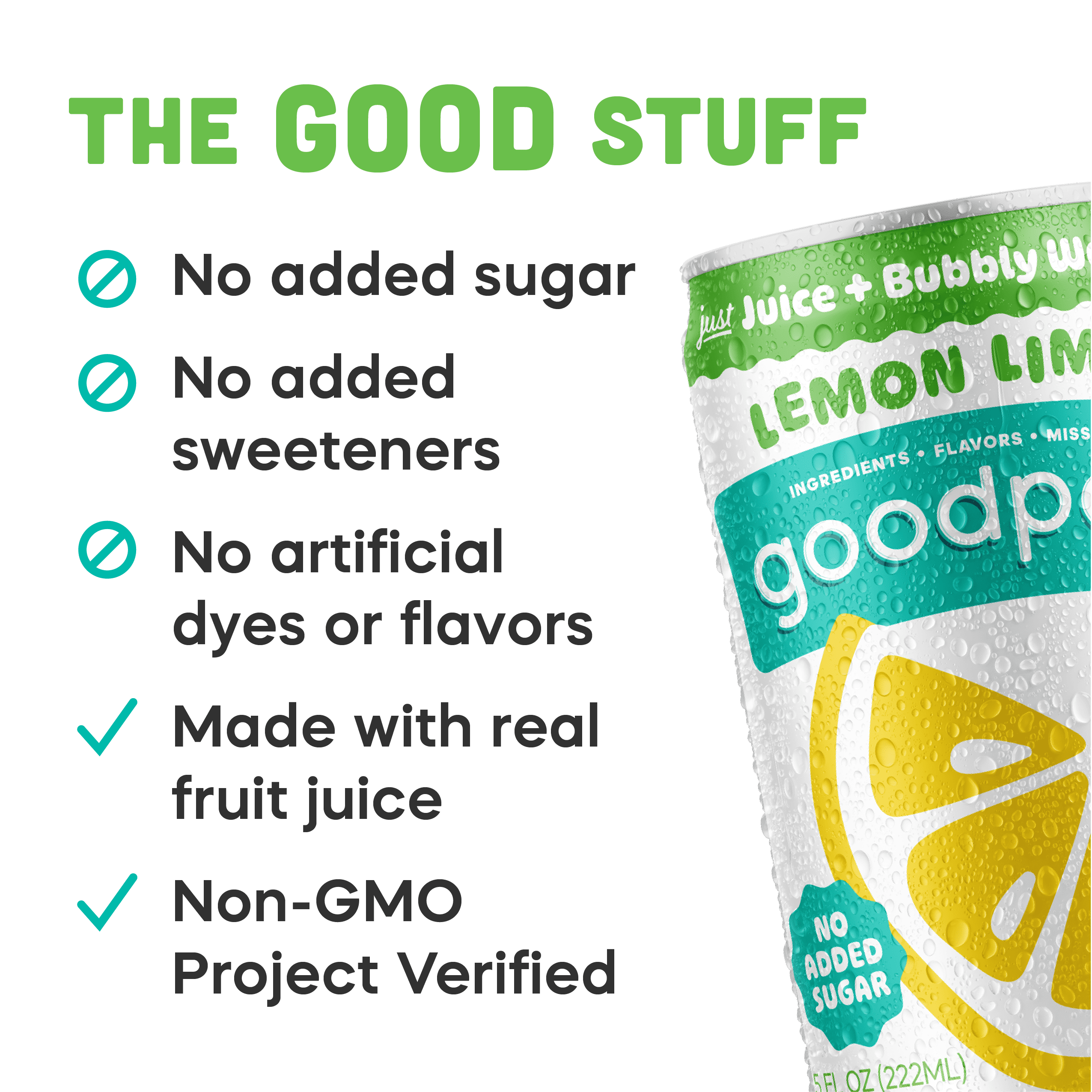 GoodPop Just Juice + Bubbly Water Mini Cans Lemon Lime 7.5 fl oz 6 pk