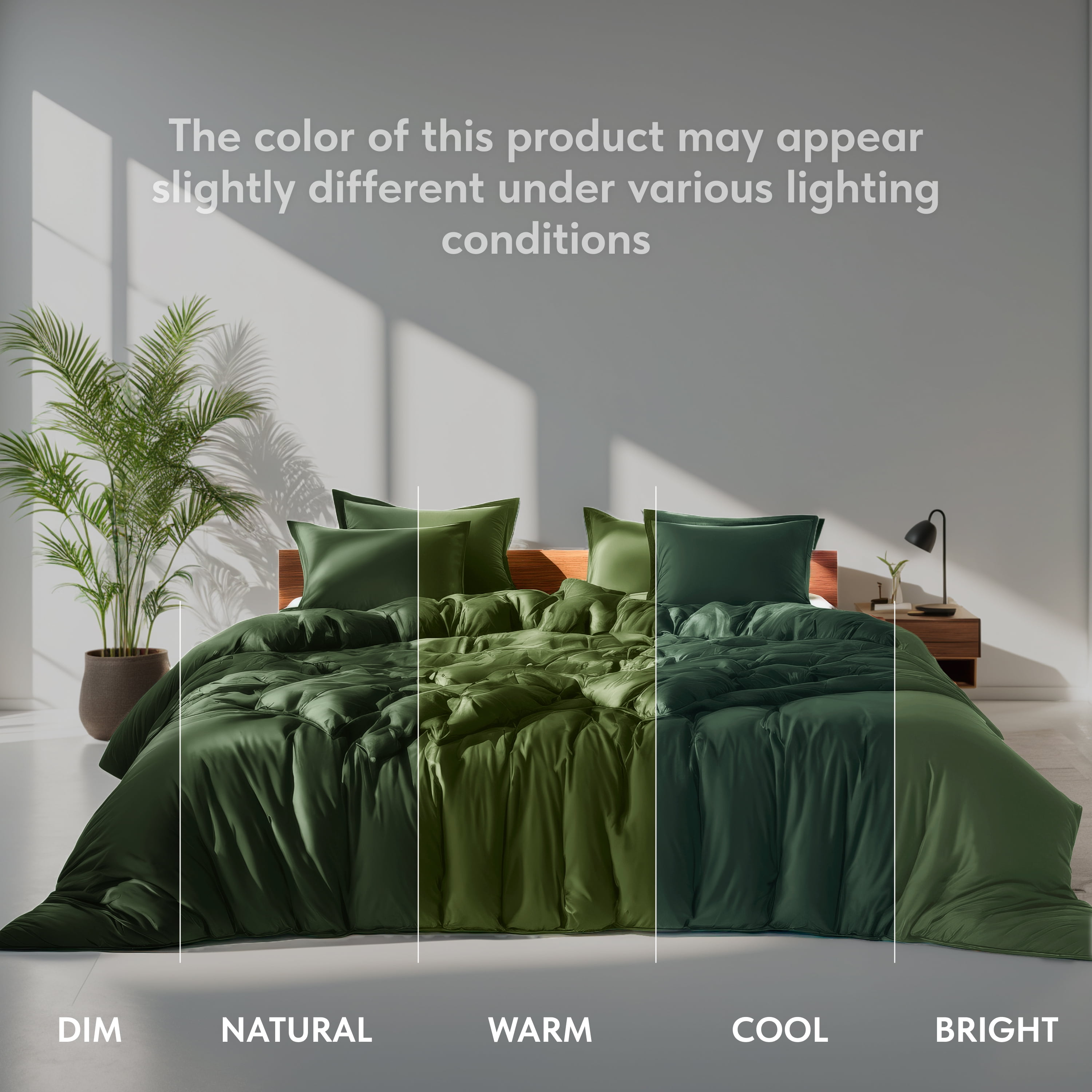 White Classic Luxury Collection 3-Piece Microfiber Zippered Duvet Cover Set, Dark Green, Queen, 90 x 90