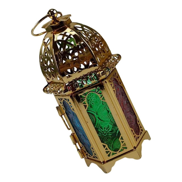 Transemion Vintage Style Candle Lantern Lamp Wind Light Gifts Decor Home Party Desk Gold Colorful 1Set