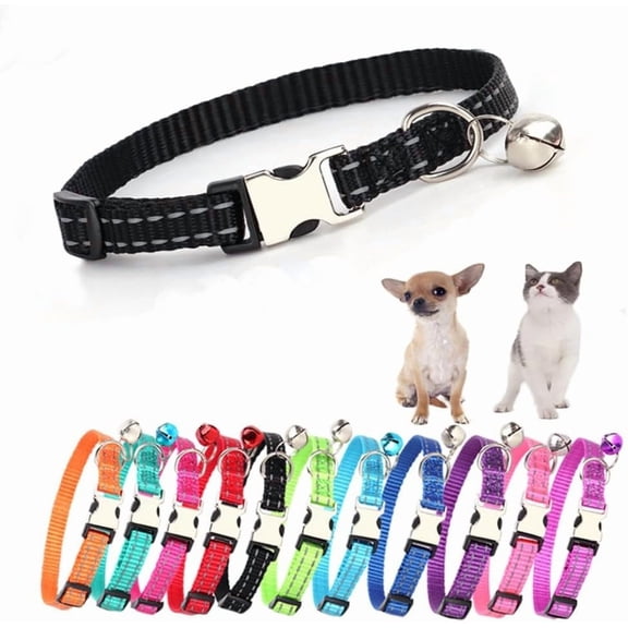 Puppy Collar with Bell,Basic & Reflective Cat Collar with Bells for XXS Xs Small Pet Dogs Boy Tiny Kitten Girls Animal