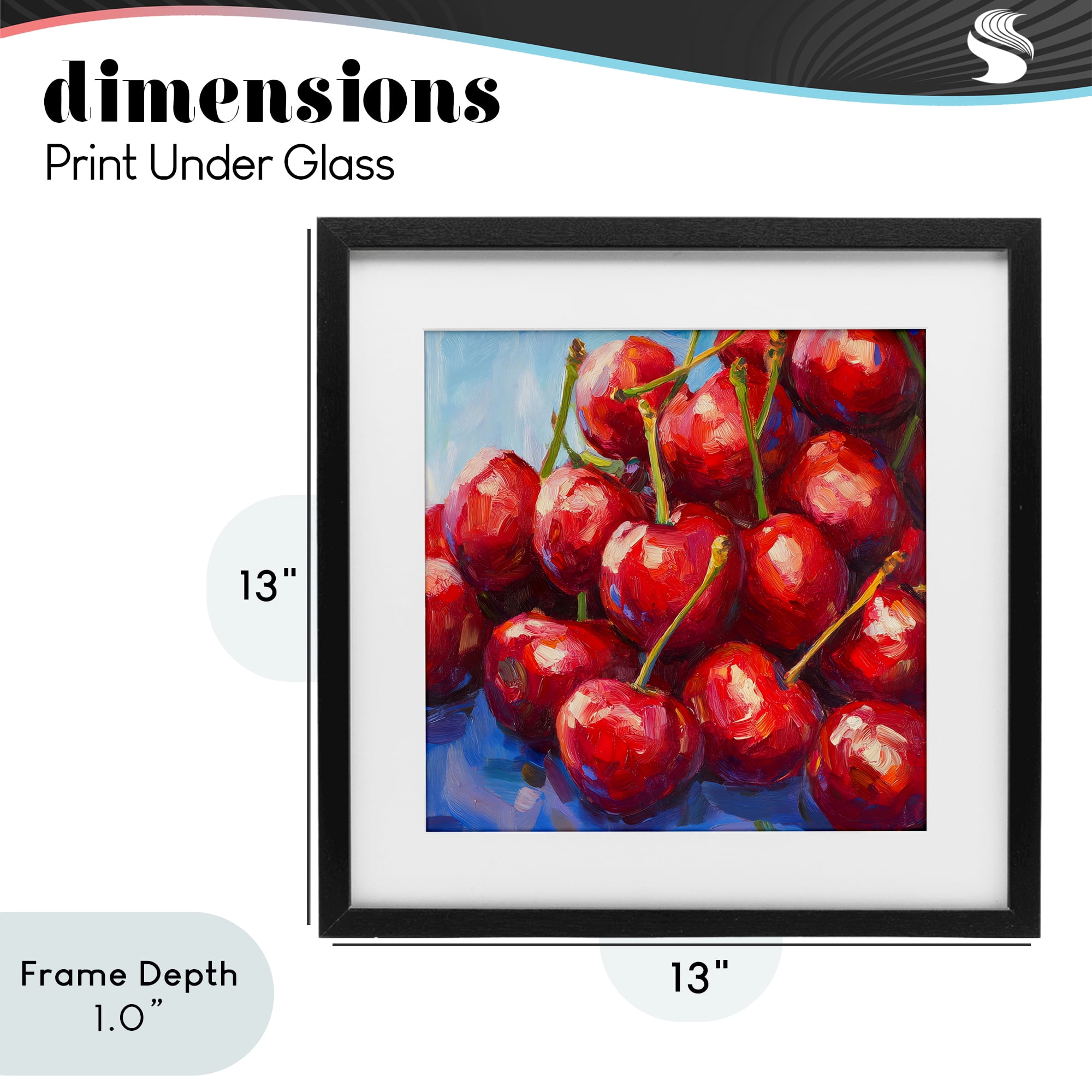 Stupell Industries Luscious Red Cherries of Summer Black Framed Print Under Glass, design by Petal Prints Design