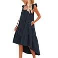 thumbnail image 2 of hirigin Womens Summer Ruffle Sleeve Sun Dress Casual Tiered Cami Beach Long Maxi Flowy Dress, 2 of 6