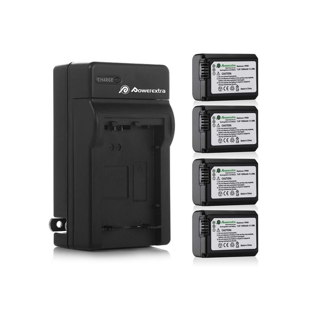 Batería y cargador Powerextra para Sony NP-FW50 (paquete de 4)