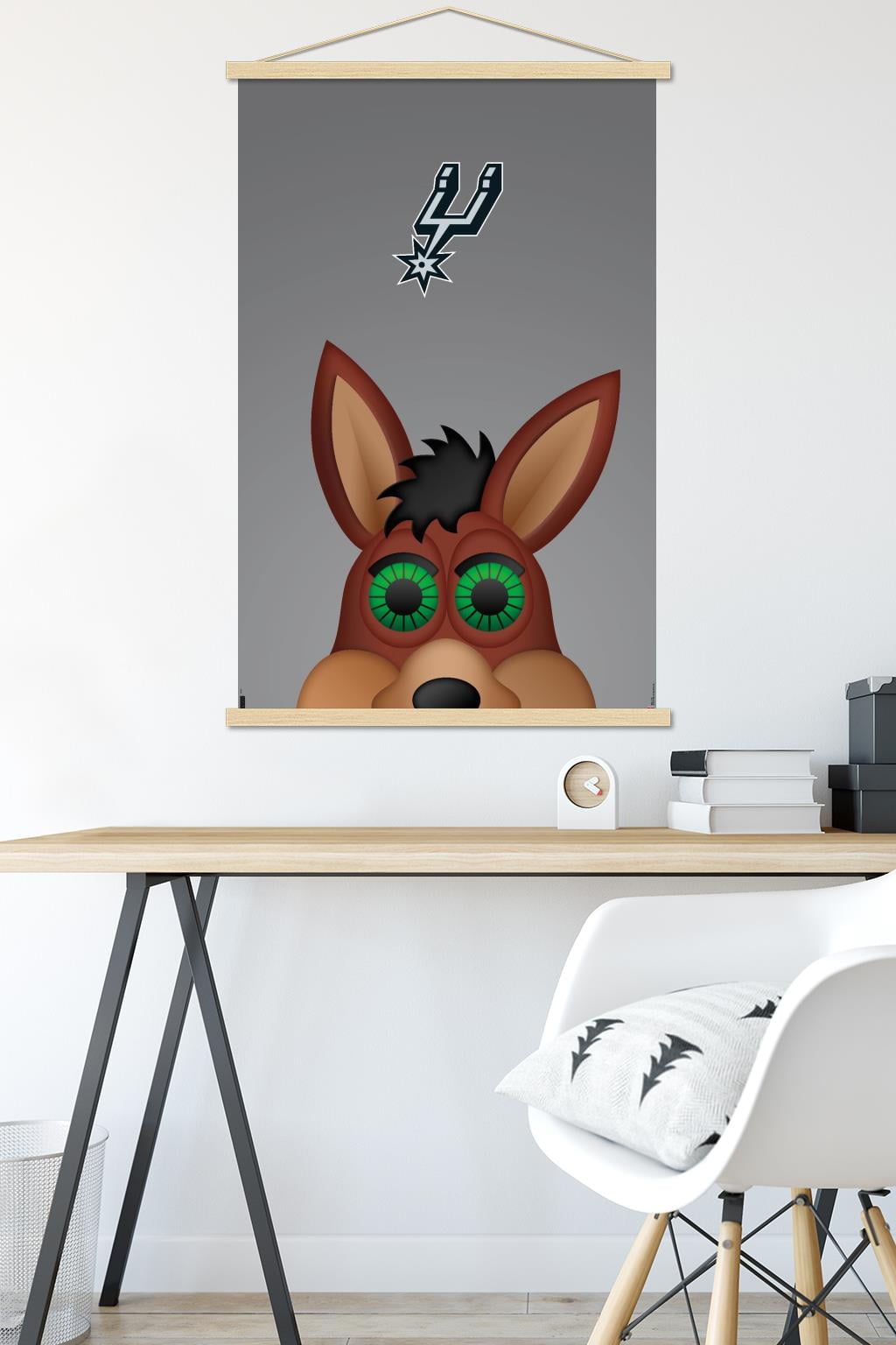 NBA San Antonio Spurs - S. Preston Mascot Coyote Wall Poster with Wooden Magnetic Frame, 22.375" x 34"