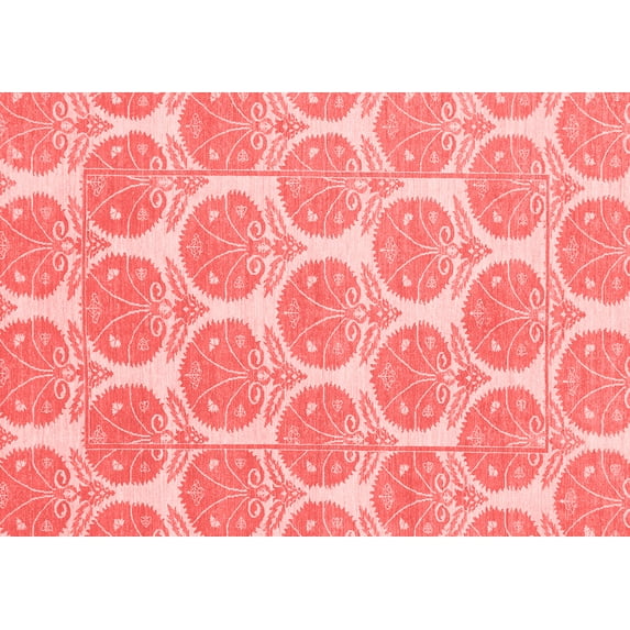 Ahgly Company Machine Washable Indoor Rectangle Abstract Red Modern Area Rugs, 5' x 7'