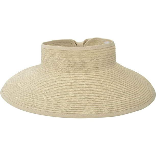 Sombrero de paja enrollable de ala ancha para mujer con protección solar UPF 50+, plegable y plegable$Sombrero de playa de verano para mujer con protección solar UPF 50+, plegable y