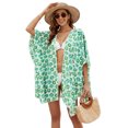 thumbnail image 5 of Mdesiwst Summer Beach Poncho Flower Print Sunscreen Loose Quick Dry Swimsuit Cover-up Open Beachwear Blouse Cardigan Irregular Holiday Mid Length Bikini Shawl, 5 of 7