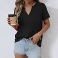 thumbnail image 4 of Otvok 2025 Blouses for Women New Summer Solid Color V-Neck Short Sleeved Tops, 4 of 6
