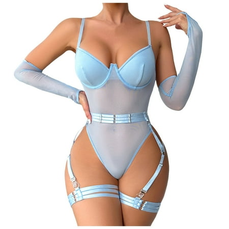 Midwennn Women Lingerie Sexy Lace Bodysuit Deep V Teddy LaceShapewear Bodysuits Sexy LingerieShapewear Bodysuits with Garter Belt Sexy for Women Large