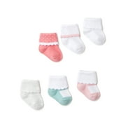 Carter's Child of Mine Baby Girls' Mary Jane Folded Cuff Socks, 6 Pack