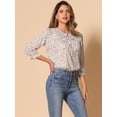 thumbnail image 2 of DARING DIVA Tie V Neck Boho Ruffled 3/4 Sleeve Blouses XL Beige Red, 2 of 6