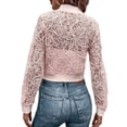 thumbnail image 3 of Gynyvoja Women Lace Cropped Bombers Jacket Long Sleeve Zip Up Sheer Lightweights Cardigan Pink S, 3 of 7