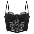 thumbnail image 1 of Sujetador moldeador de cuerpo con diseño de espiga larga para mujer, ropa interior sexy con ribete de encaje brillante, aro de acero suave, sujetador tipo chaleco fruncido, 1 of 6