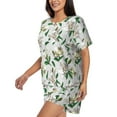 thumbnail image 2 of Fuzoiu Lilies Flowers Print Women's Short-Sleeved Pajama Set,Lounge Sleepwear Set,Womens Pajama Sets 2 Piece,Button-Up Top and Shorts with Pockets-Medium, 2 of 7