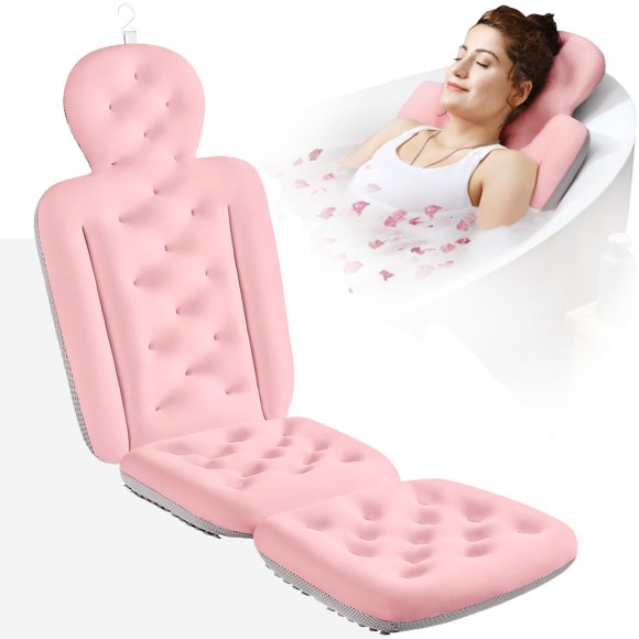 Almohada de baño para todo el cuerpo VOXOR rosa con bolsa de lavandería 142 x 41 cm