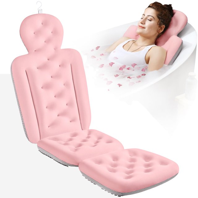 Almohada de baño para todo el cuerpo VOXOR rosa con bolsa de lavandería 142 x 41 cm