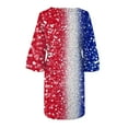 thumbnail image 4 of Summer Savings Clearance! Edvintorg 4Th Of July Summer Dresses For Women 2023 Plus Size Women's Clothing Fashion Independence Day Print Casual V-Neck 3/4 Sleeve Fold Mini Dress, 4 of 5