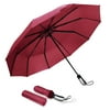 Folding Umbrella 10 Ribs Compact Travel Umbrella, Automatic Umbrella, Folding Umbrellas-Burgundy