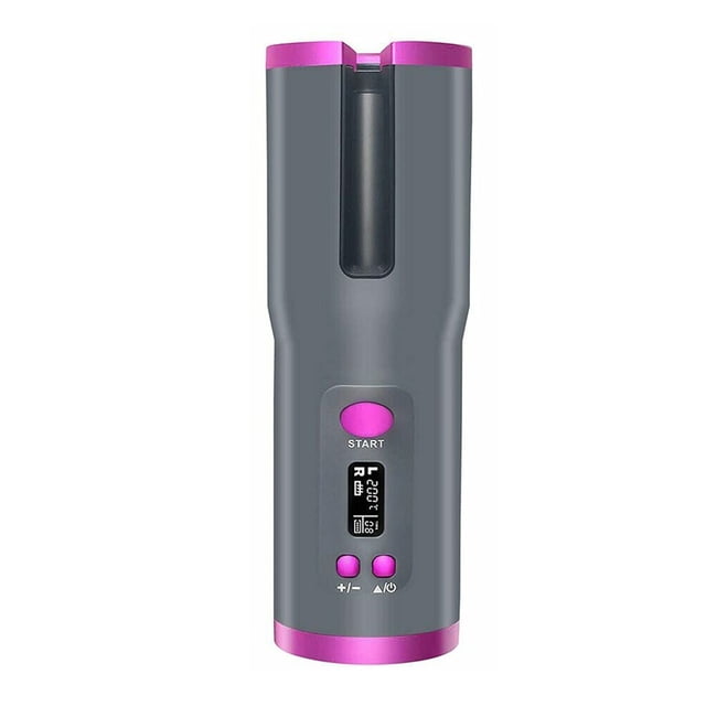 Qarigey Rizador de cabello Inalámbrico Automático Rizador de cabello Pantalla LCD Herramienta de peinado recargable Cuidado del cabello Gris