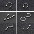 thumbnail image 2 of ZS 50Pcs/set Silver Belly Button Nose Septum Tongue Lip Monroe Eyebrow Piercing Industrial Barbell Earring Body Piercing Pack, 2 of 4