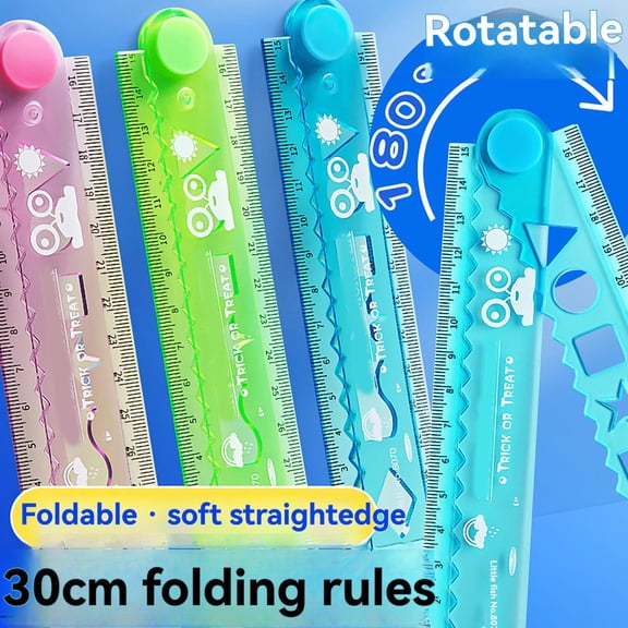 1Pcs Flexible Ruler, 12 Inch PVC Shatterproof Folding Flexible Ruler with Centimeters and Millimeters, Plastic Ruler for Office Classroom Supplies,Foldable Clear Ruler,Studying Essentials,3 Colors