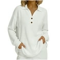 thumbnail image 2 of Xuyuer Womens V Neck Top Shirts Long Sleeve Lightweight Ribbed Knit Pullover Top Blouse Tops Solid Color Oufits, 2 of 7