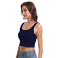 thumbnail image 3 of Women's Sleeveless Strappy Tank Square Neck Double Layer Workout Fitness Casual Basic Crop Tops, 3 of 6