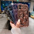 thumbnail image 4 of iPhone 12 Holographic Case, Cute Laser 3D Water Ripple Bling Glitter Luxury Plating Wave Shape Phone case for Women Girls Silicone Protection Cover (Rose Gold), 4 of 18