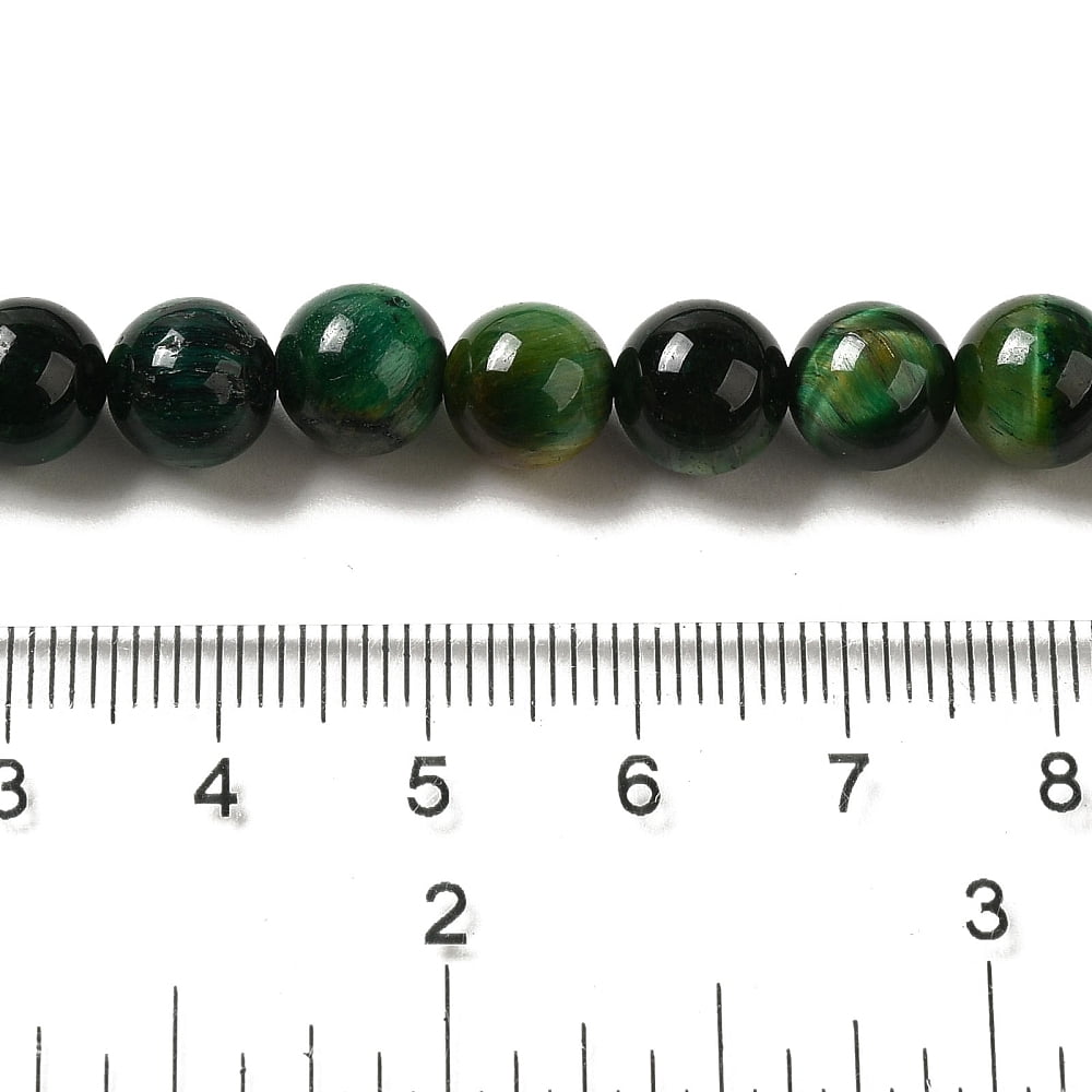 Dyed Natural Tiger Eye Beads Strands Round Dark Green 8mm Hole: 1.2mm about 48pcs/strand 15.55 inch(39.5cm)