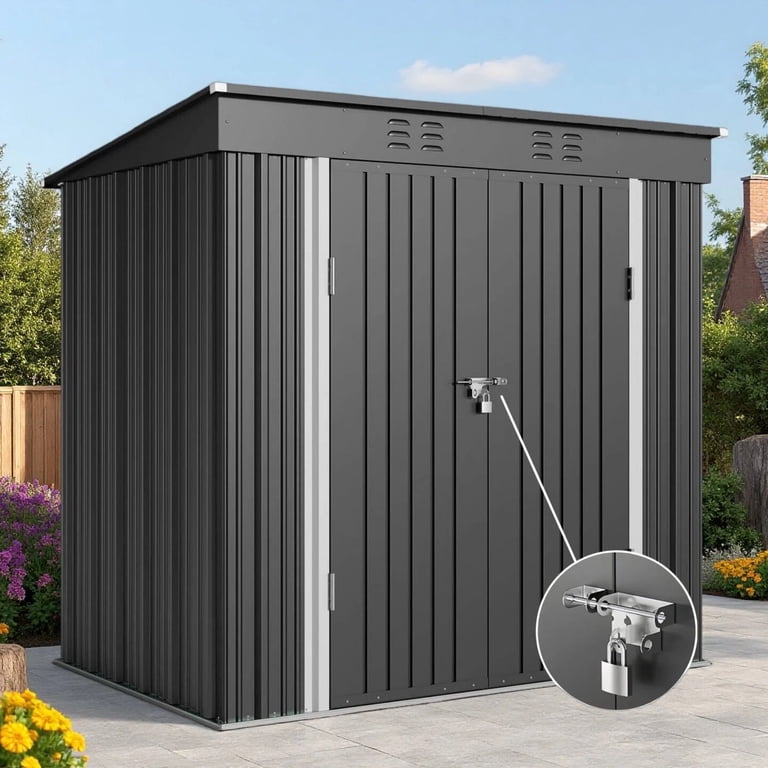 Lofka 6'x4' Outdoor Storage Shed, Small Garden Shed, Steel