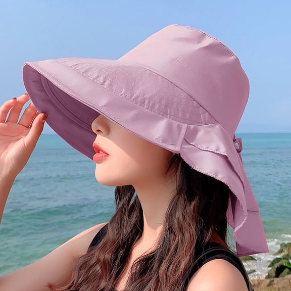 Summer Sun Hat with Neck Flap, UPF 50 Protection for Back of Neck, Great for Fishing, Hiking, Beach and Neck from Harmful UV Rays. Purple 1PC