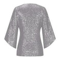 thumbnail image 7 of Sexlip Glitter Tops for Women Plus Size Short Sleeve Shirts 2025 Trendy Evening Cocktail V Neck Sequin Blouse Tunic Weddings Silver L, 7 of 7