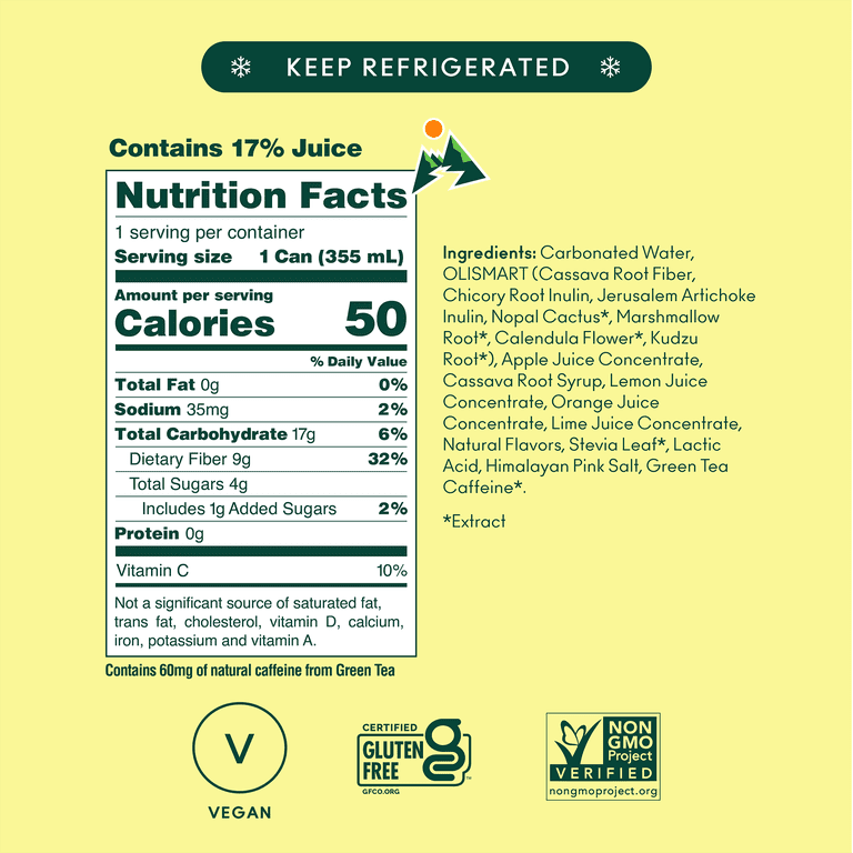 Olipop Prebiotic Soda Pop, Ridge Rush, High Fiber, 12 fl oz 12