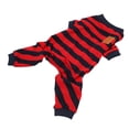 thumbnail image 1 of Pyjama Léger Extensible pour Chien à Rayures Rouges Bleues, Facile à Enfiler et à Enlever, 1 of 8