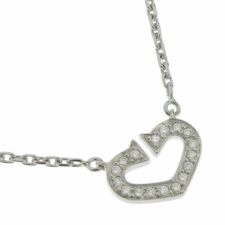 Pre-Owned CARTIER Cartier C Heart B7008300 K18 White Gold x Diamond Women's Necklace (Good)