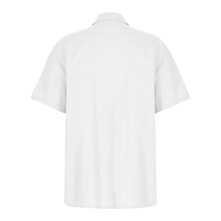 Hfyihgf Mens Linen Chambray Shirts Button Down Short Sleeve Shirt Cuban  Summer Casual Hawaiian Beach Shirts(White,M)