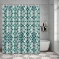 thumbnail image 3 of Shower Curtain Green Floral Stripes Bathroom Curtains with Hooks, Waterproof Fabric Geometric Morocco Art Bath Shower Curtains Set for Bathroom Bathtubs Decor 36x72 Inch, 3 of 9